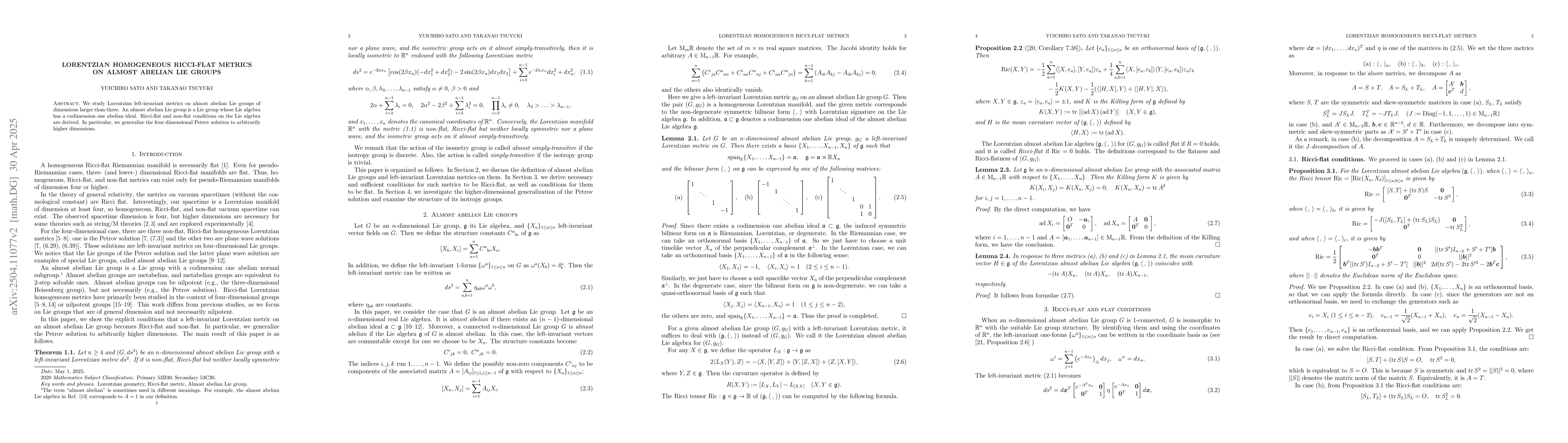 Thumbnail for Lorentzian homogeneous Ricci-flat metrics on almost abelian Lie groups