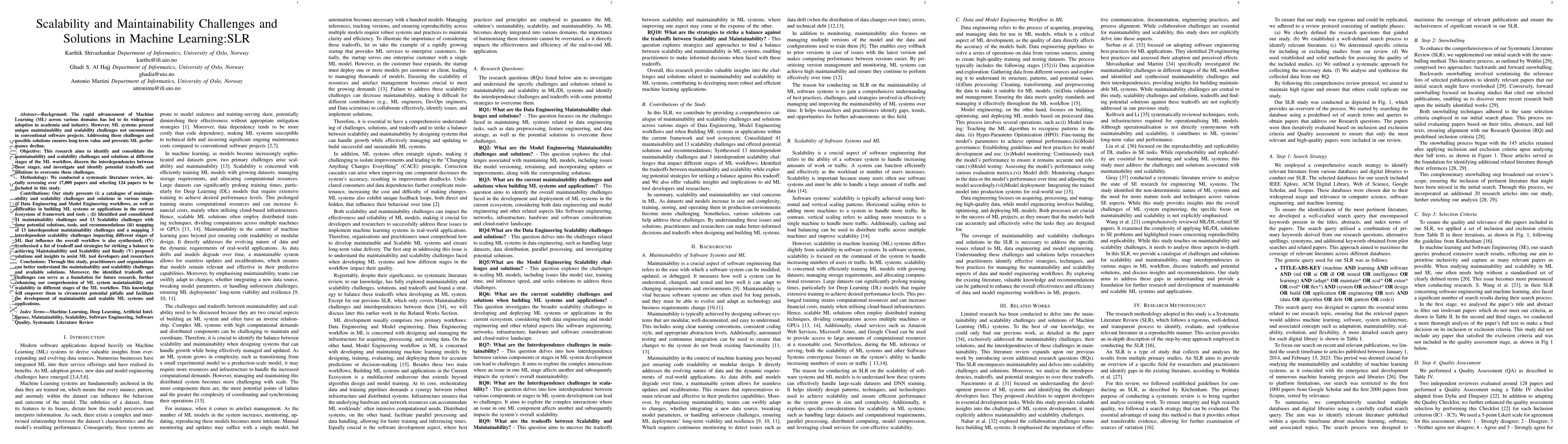 Thumbnail for Scalability and Maintainability Challenges and Solutions in Machine
  Learning: Systematic Literature Review