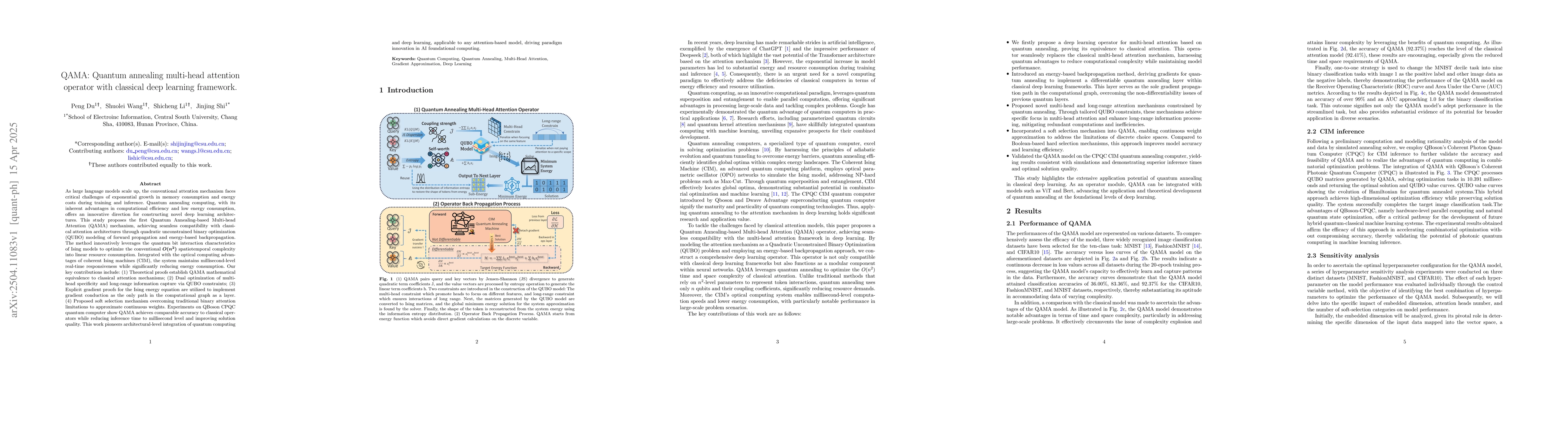 Thumbnail for QAMA: Quantum annealing multi-head attention operator with classical
  deep learning framework