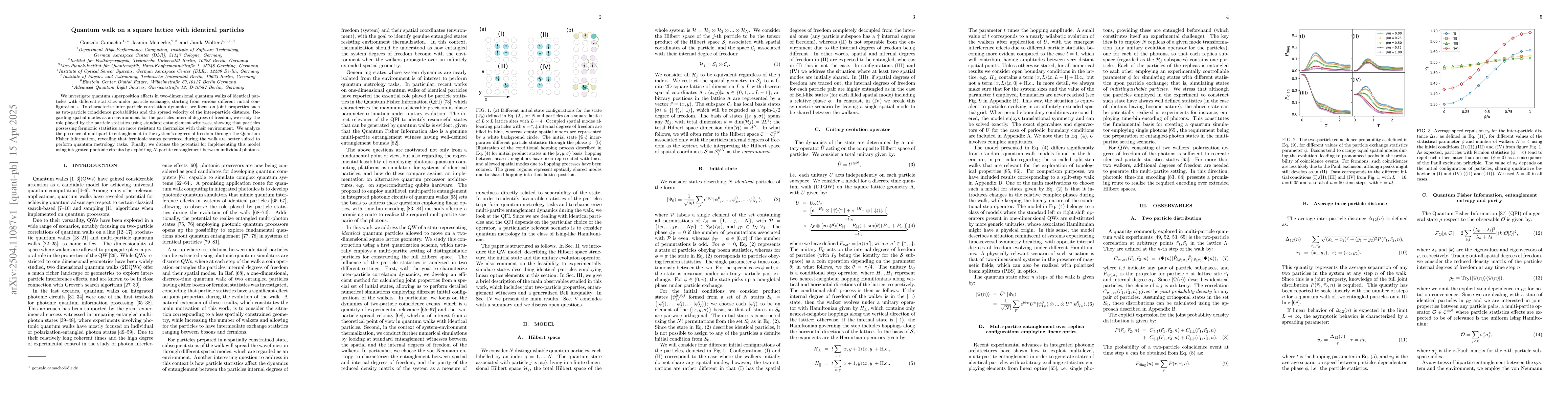 Thumbnail for Quantum walk on a square lattice with identical particles