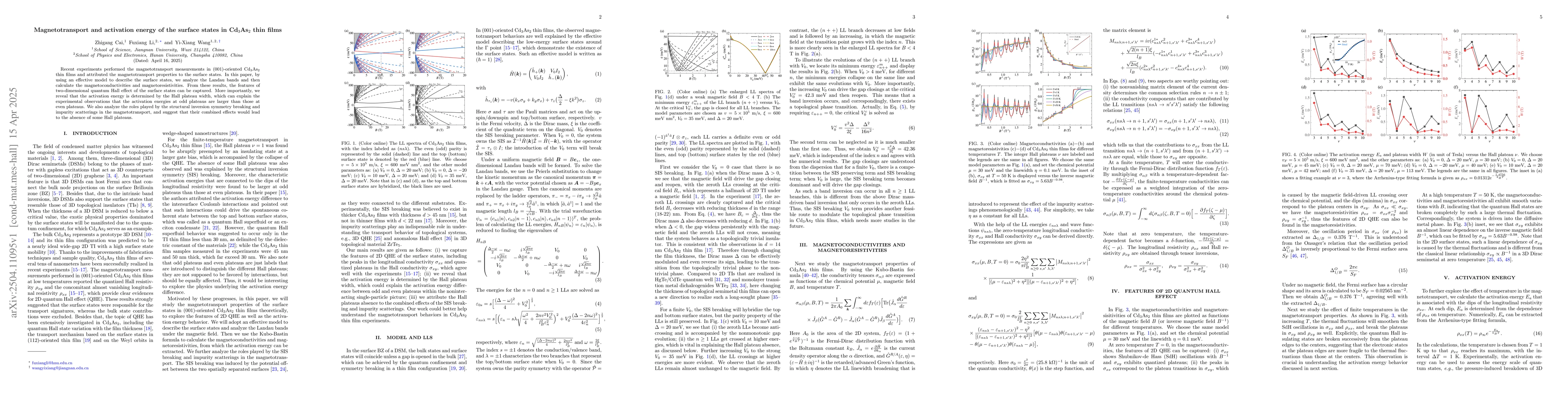 Thumbnail for Magnetotransport and activation energy of the surface states in Cd3As2
  thin films