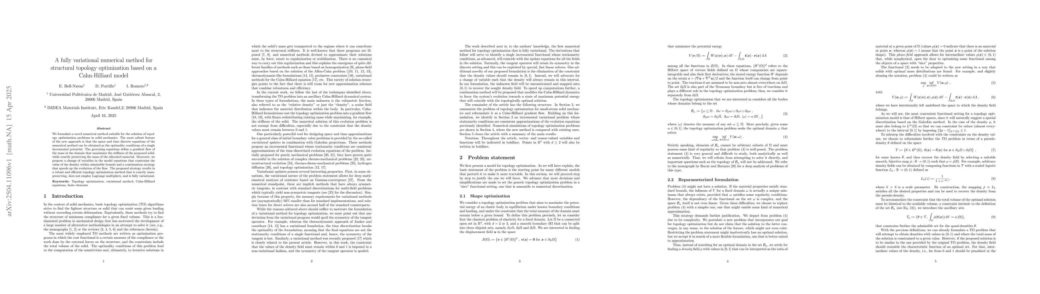 Thumbnail for A fully variational numerical method for structural topology
  optimization based on a Cahn-Hilliard model
