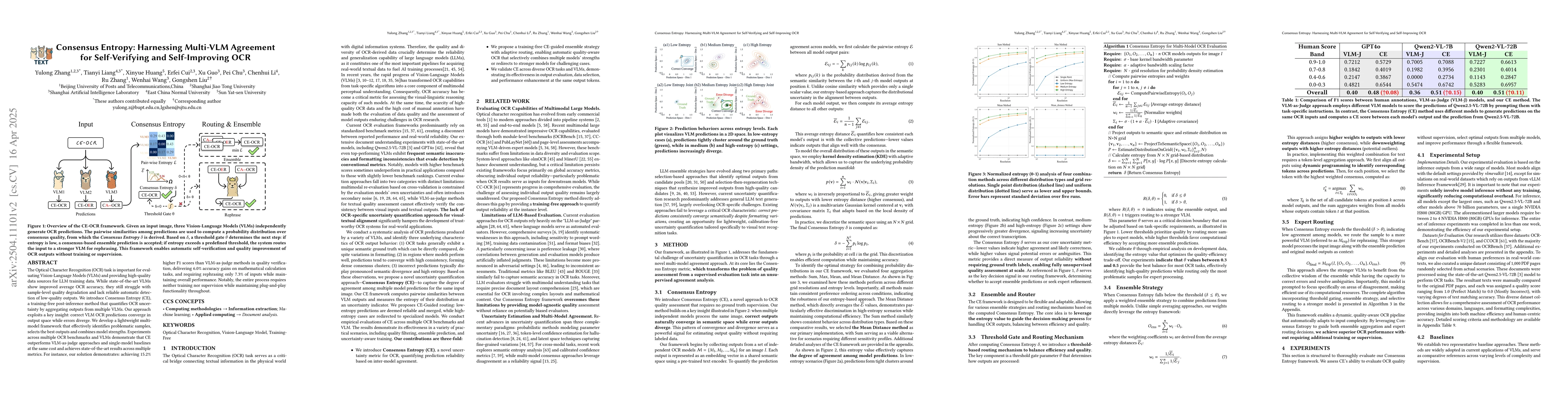 Thumbnail for Consensus Entropy: Harnessing Multi-VLM Agreement for Self-Verifying and
  Self-Improving OCR