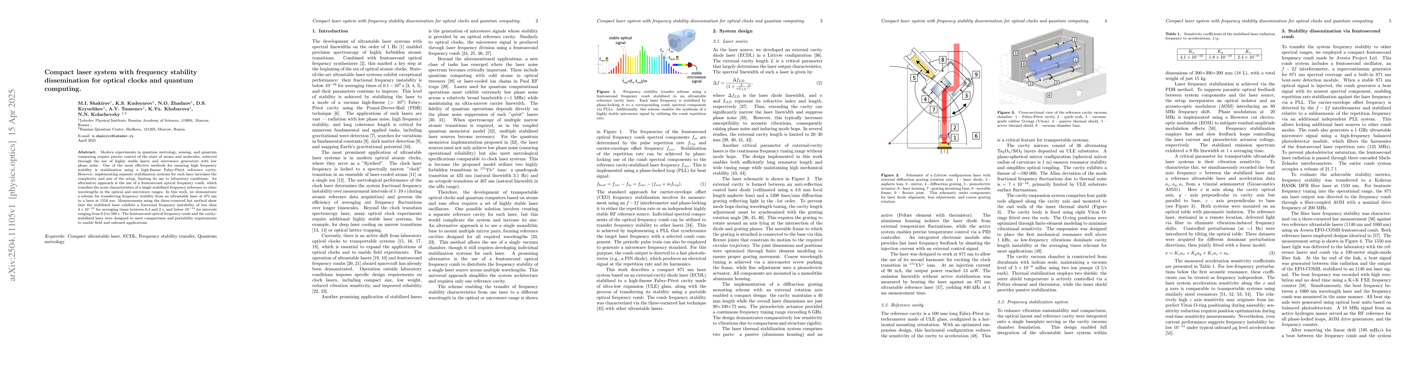 Thumbnail for Compact laser system with frequency stability dissemination for optical
  clocks and quantum computing