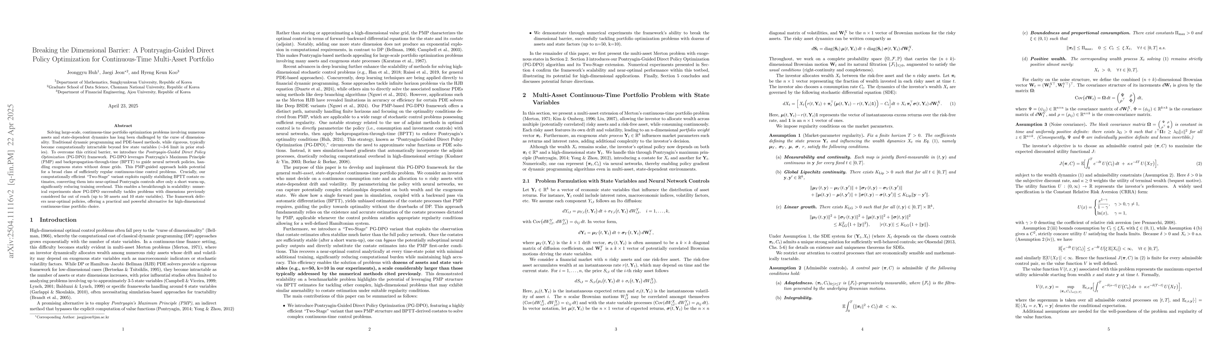 Thumbnail for Breaking the Dimensional Barrier: A Pontryagin-Guided Direct Policy
  Optimization for Continuous-Time Multi-Asset Portfolio