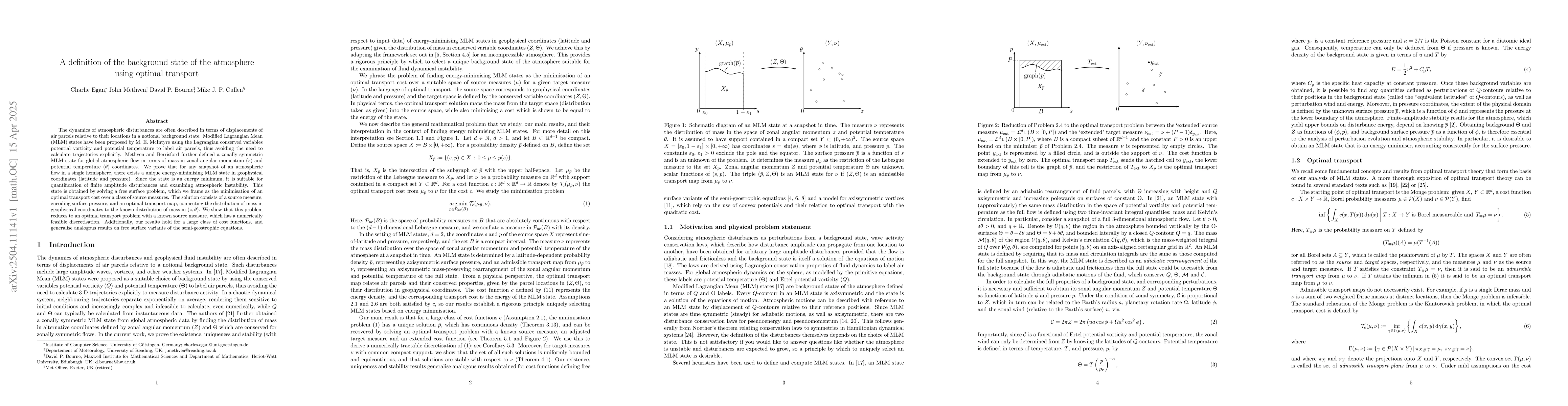 Thumbnail for A definition of the background state of the atmosphere using optimal
  transport