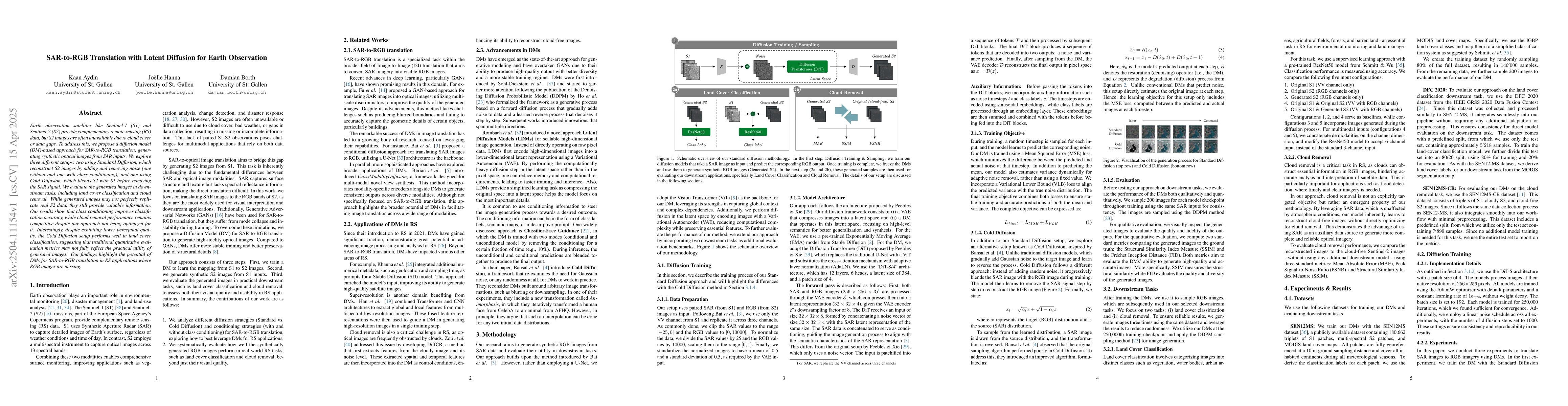 Thumbnail for SAR-to-RGB Translation with Latent Diffusion for Earth Observation