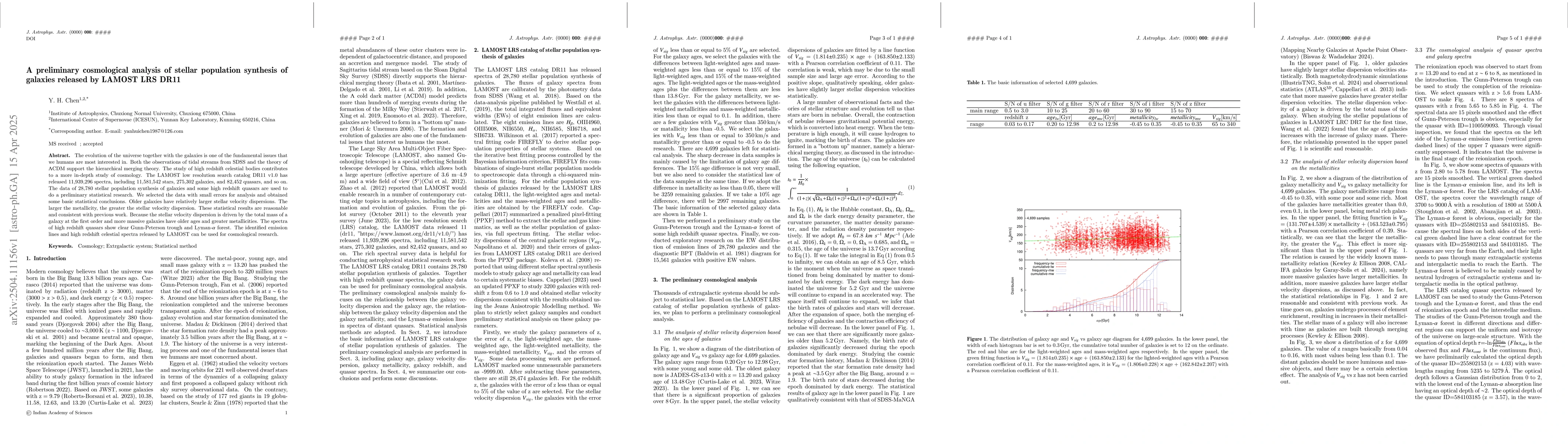 Thumbnail for A preliminary cosmological analysis of stellar population synthesis of
  galaxies released by LAMOST LRS DR11