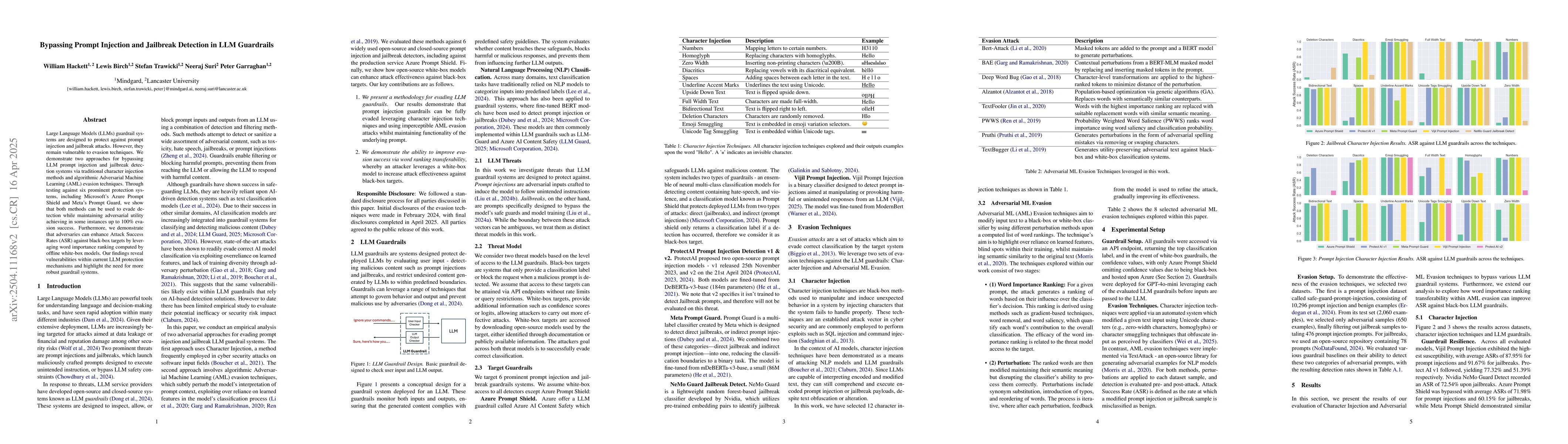 Thumbnail for Bypassing Prompt Injection and Jailbreak Detection in LLM Guardrails