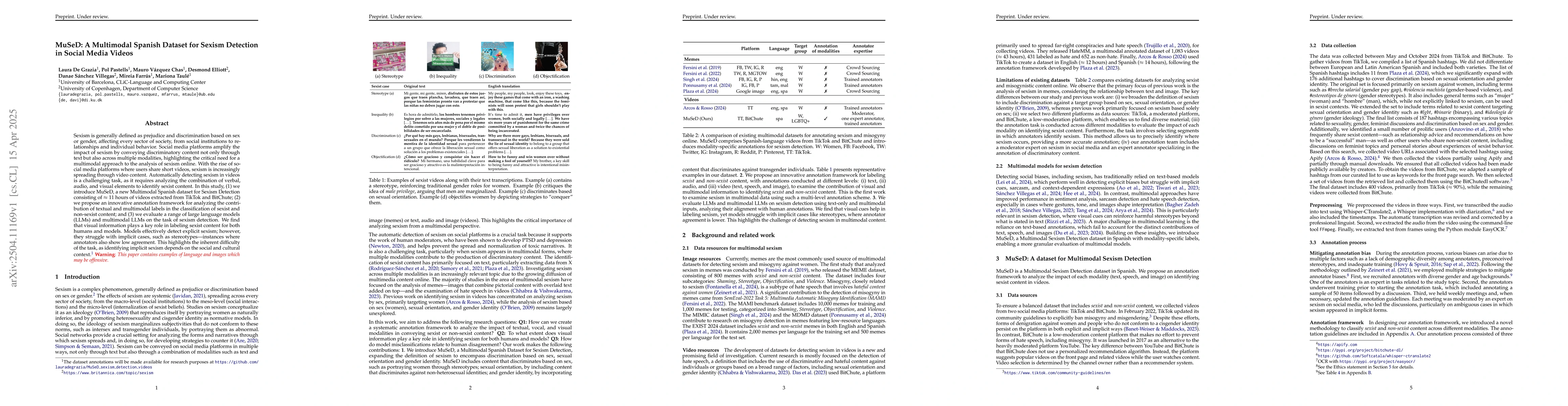Thumbnail for MuSeD: A Multimodal Spanish Dataset for Sexism Detection in Social Media
  Videos