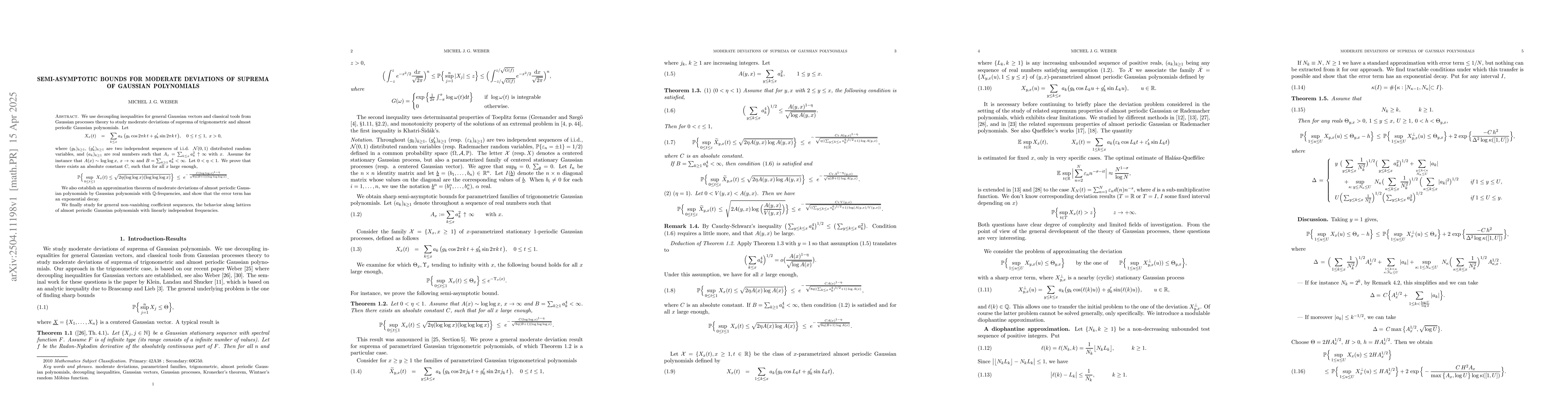 Thumbnail for Semi-asymptotic bounds for moderate deviations of suprema of Gaussian
  polynomials
