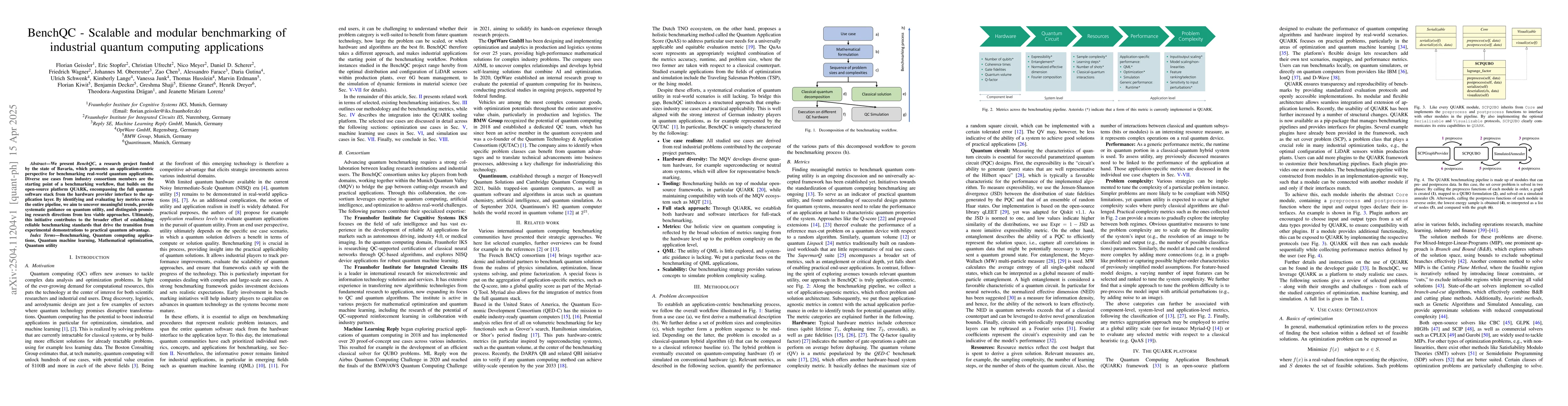 Thumbnail for BenchQC -- Scalable and modular benchmarking of industrial quantum
  computing applications
