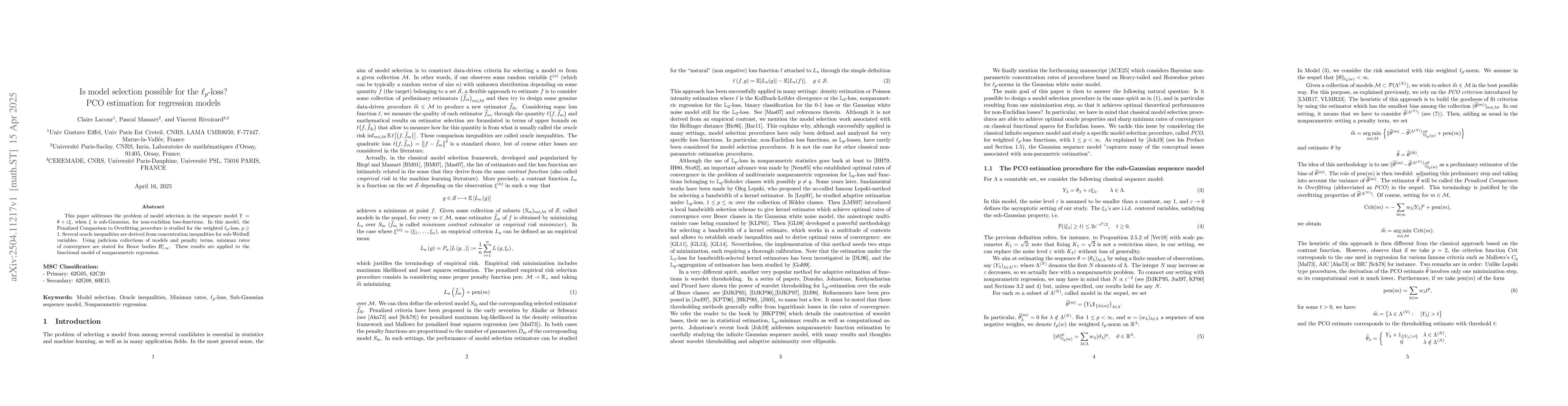 Thumbnail for Is model selection possible for the $\ell_p$-loss? PCO estimation for
  regression models