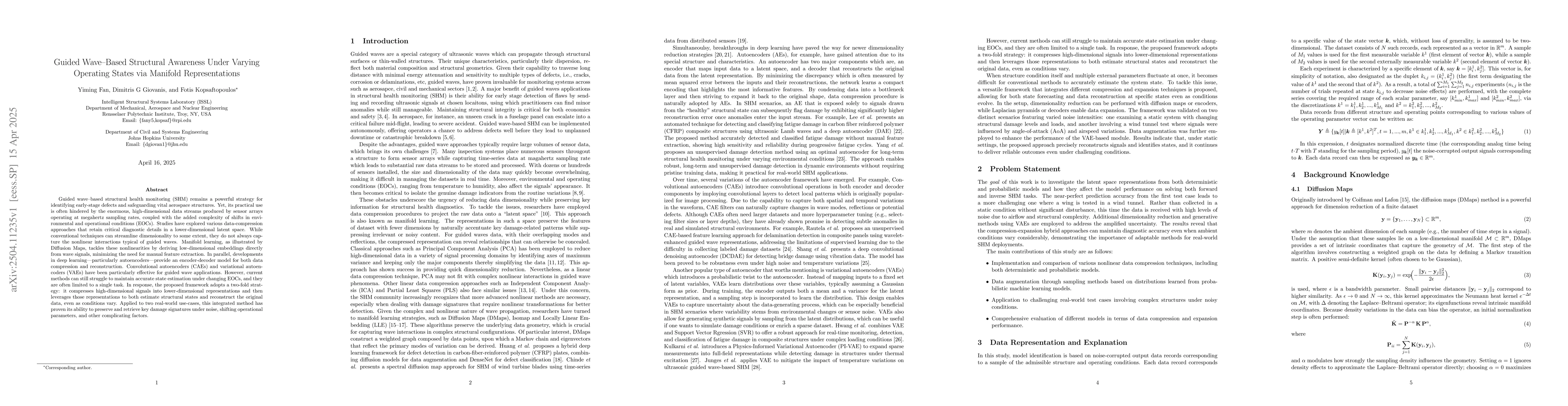 Thumbnail for Guided Wave-Based Structural Awareness Under Varying Operating States
  via Manifold Representations