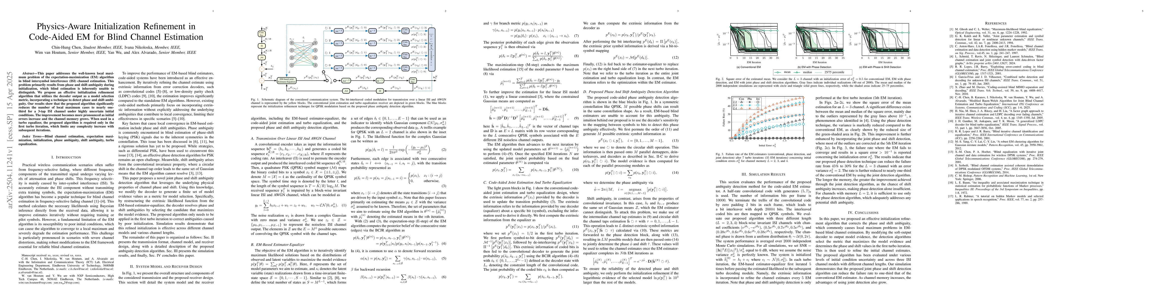 Thumbnail for Physics-Aware Initialization Refinement in Code-Aided EM for Blind
  Channel Estimation