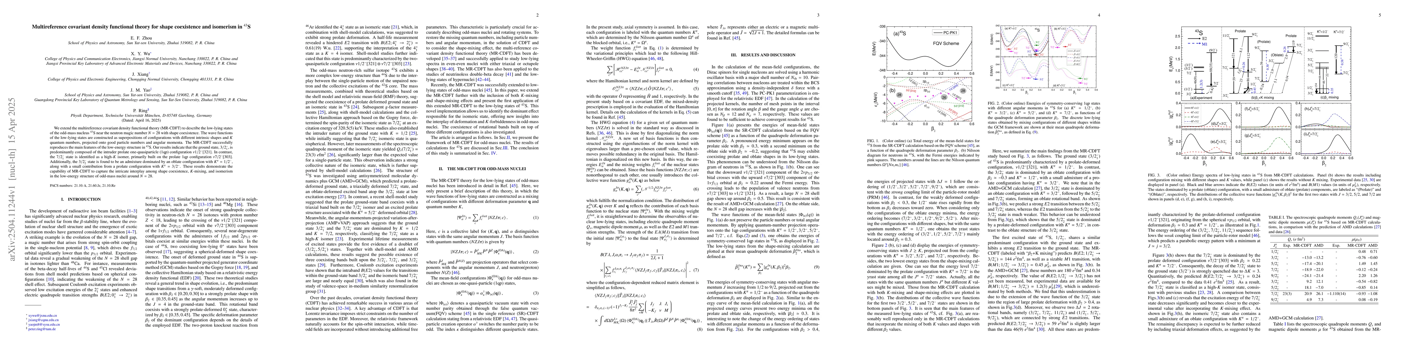 Thumbnail for Multireference covariant density functional theory for shape coexistence
  and isomerism in $^{43}$S