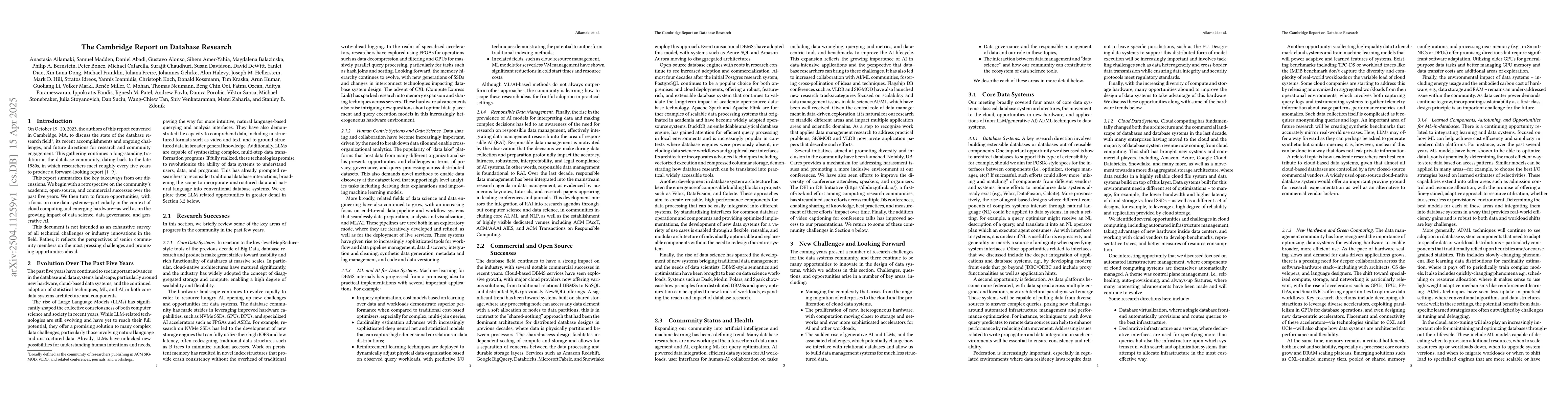 Thumbnail for The Cambridge Report on Database Research