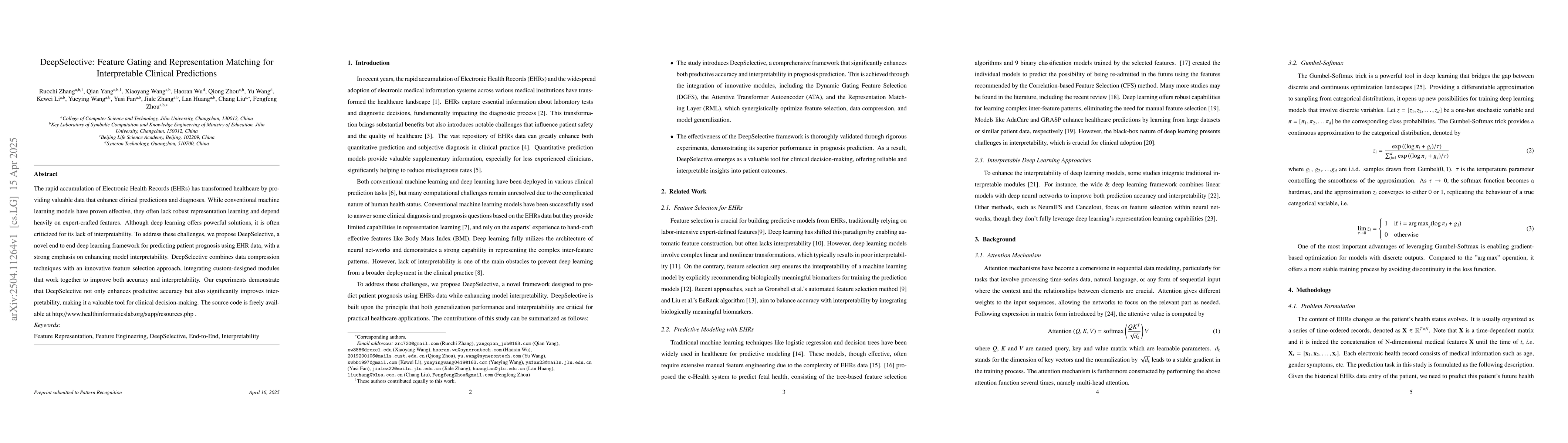 Thumbnail for DeepSelective: Feature Gating and Representation Matching for
  Interpretable Clinical Prediction
