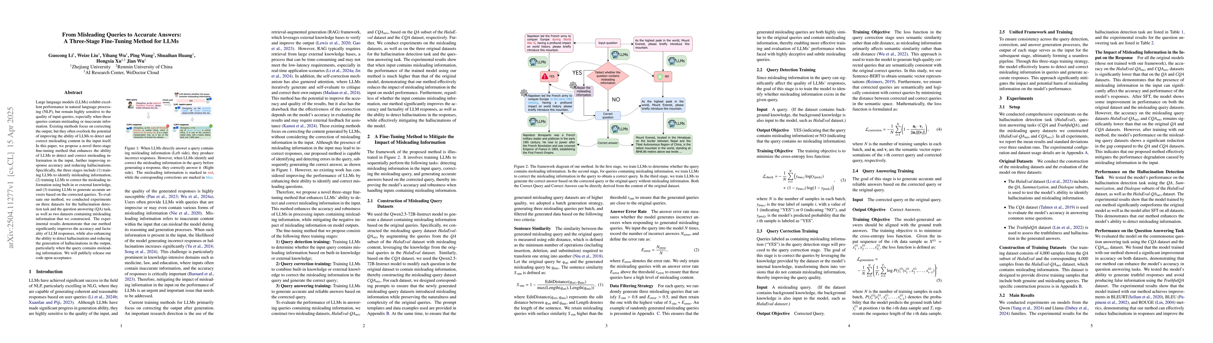 Thumbnail for From Misleading Queries to Accurate Answers: A Three-Stage Fine-Tuning
  Method for LLMs