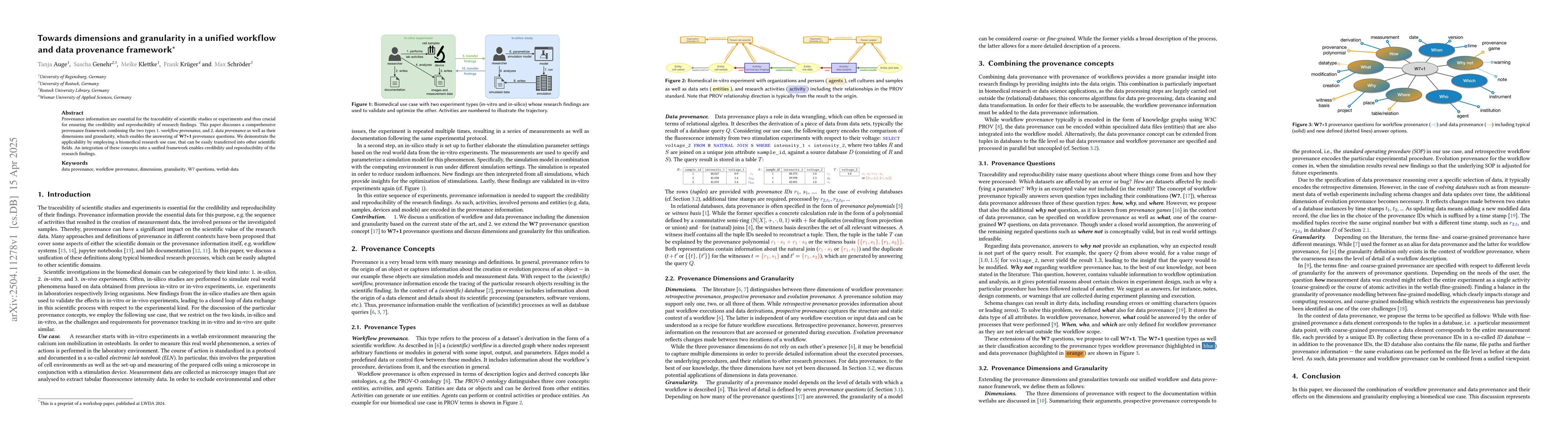 Thumbnail for Towards dimensions and granularity in a unified workflow and data
  provenance framework
