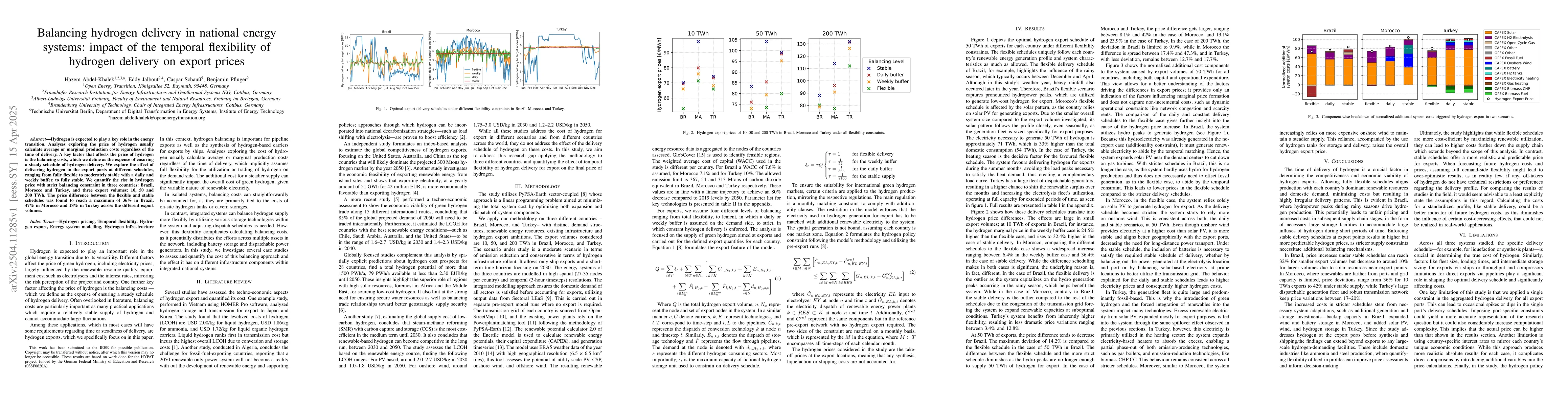 Thumbnail for Balancing hydrogen delivery in national energy systems: impact of the
  temporal flexibility of hydrogen delivery on export prices