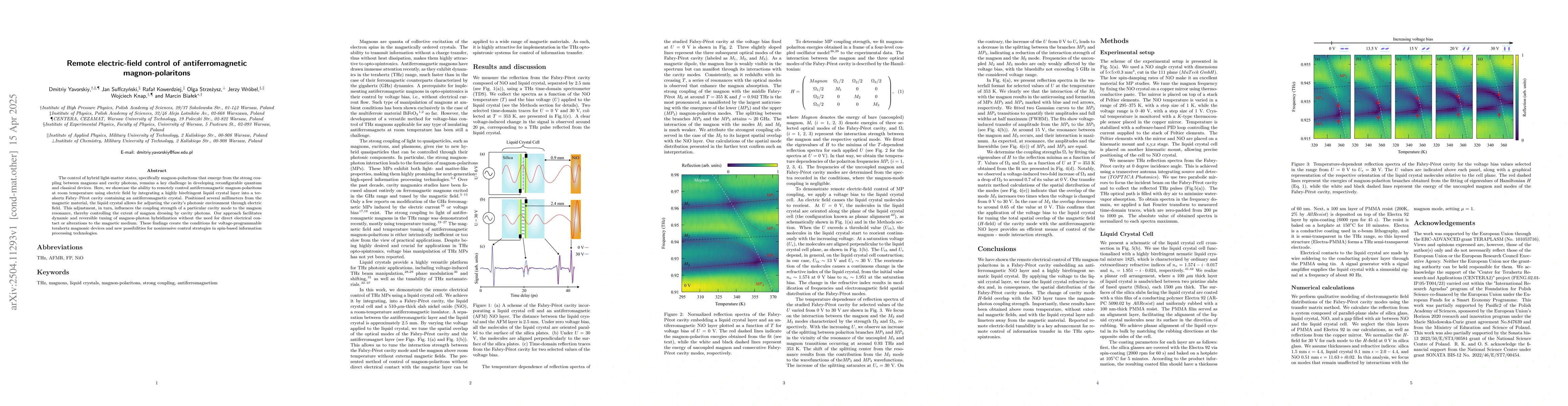 Thumbnail for Remote electric-field control of antiferromagnetic magnon-polaritons
