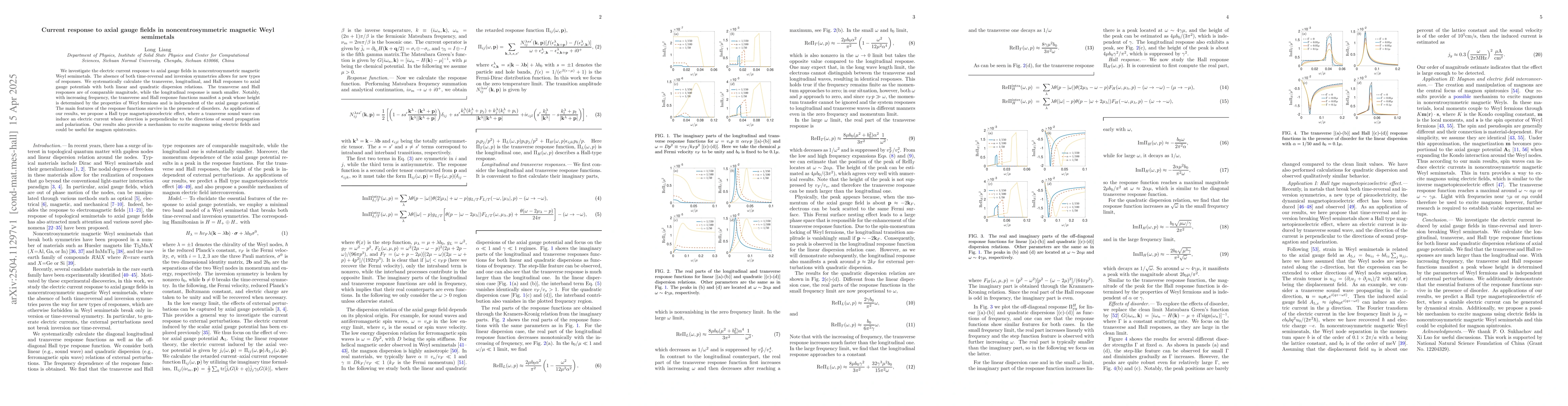Thumbnail for Current response to axial gauge fields in noncentrosymmetric magnetic
  Weyl semimetals