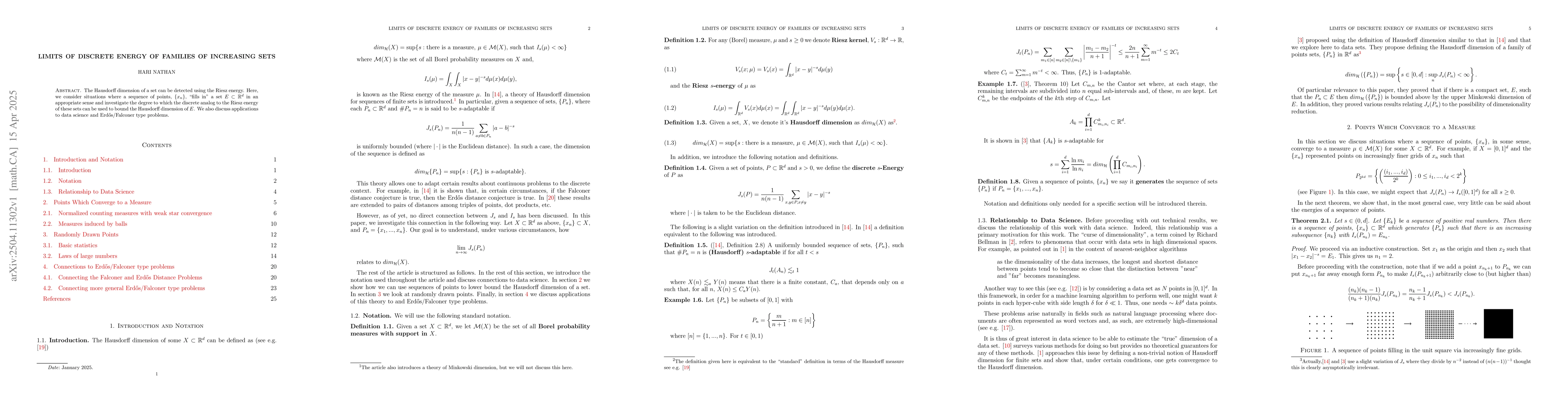 Thumbnail for Limits of Discrete Energy of Families of Increasing Sets