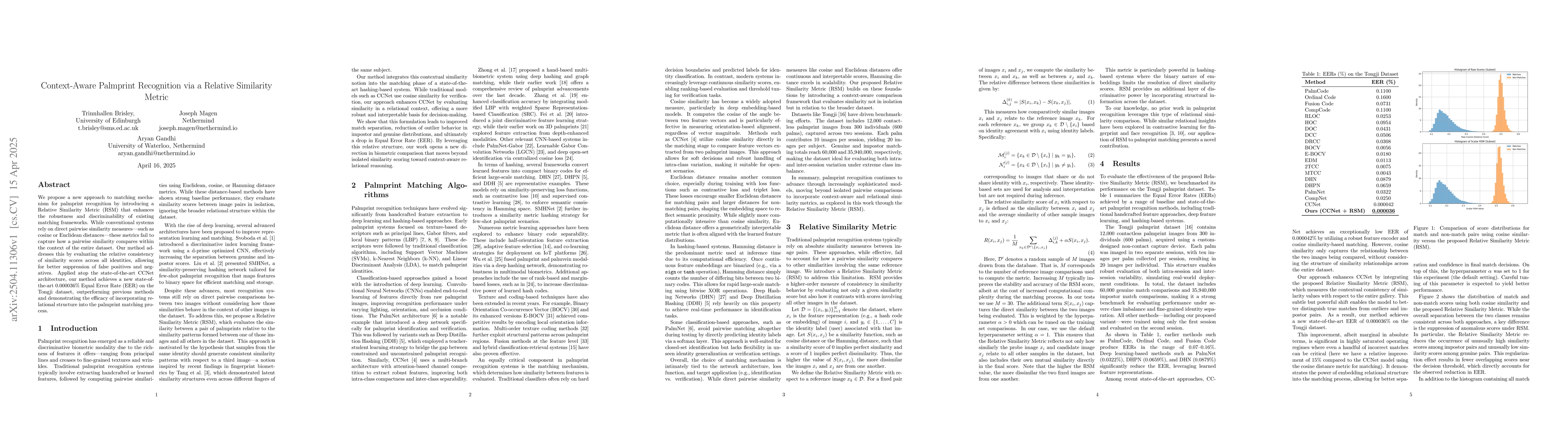 Thumbnail for Context-Aware Palmprint Recognition via a Relative Similarity Metric