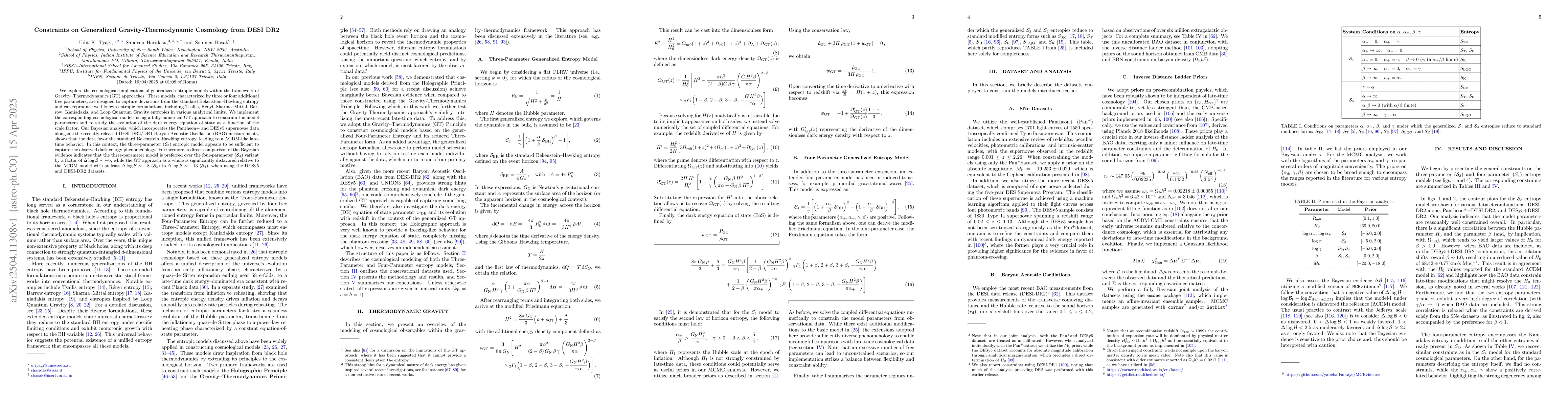 Thumbnail for Constraints on Generalized Gravity-Thermodynamic Cosmology from DESI DR2
