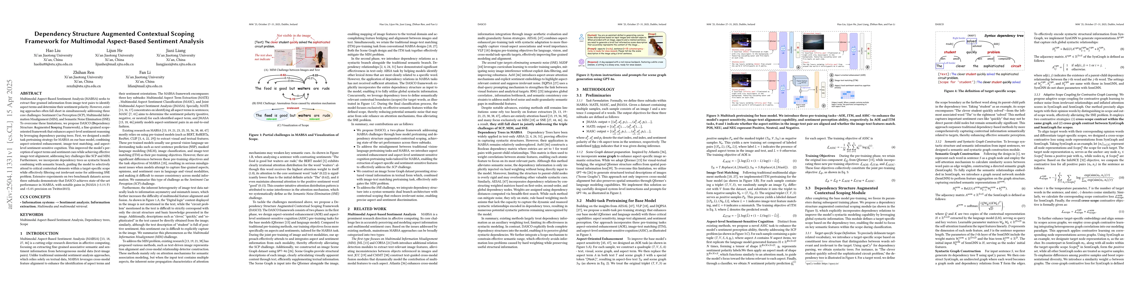 Thumbnail for Dependency Structure Augmented Contextual Scoping Framework for
  Multimodal Aspect-Based Sentiment Analysis