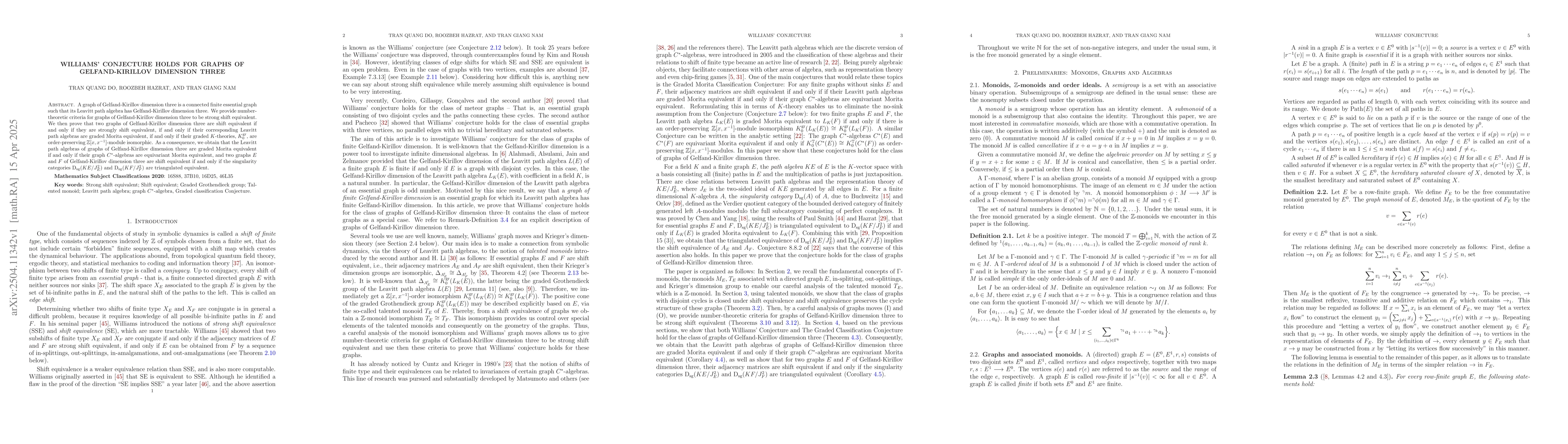 Thumbnail for Williams' conjecture holds for graphs of Gelfand-Kirillov dimension
  three
