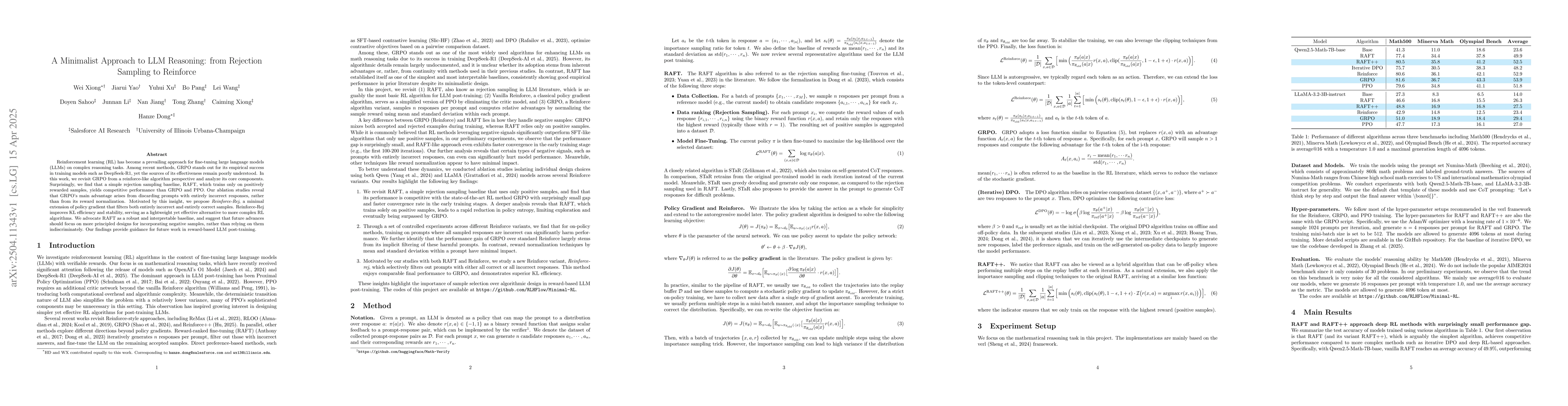 Thumbnail for A Minimalist Approach to LLM Reasoning: from Rejection Sampling to
  Reinforce