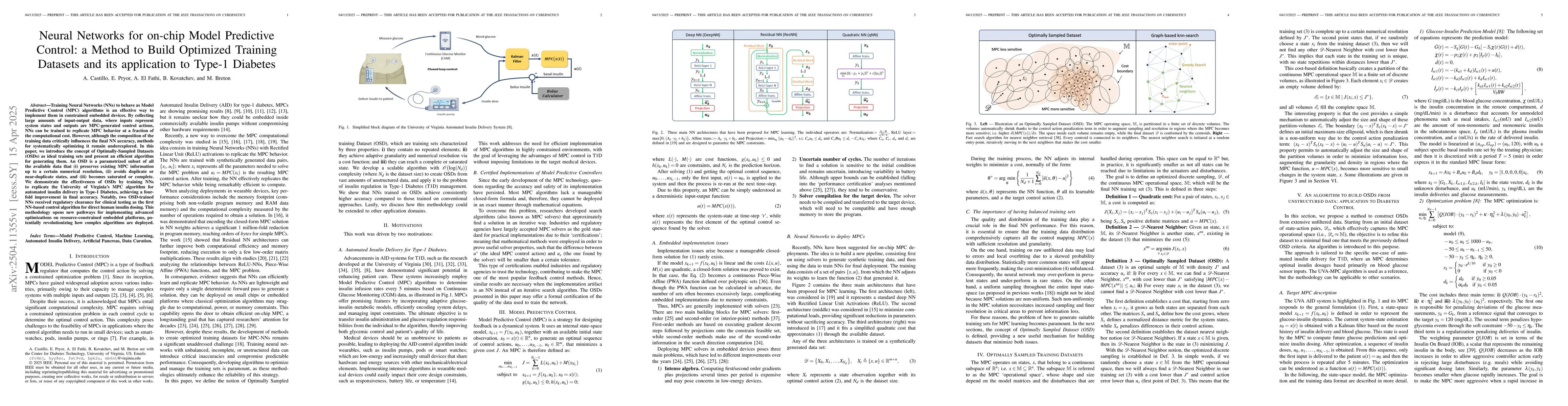 Thumbnail for Neural Networks for on-chip Model Predictive Control: a Method to Build
  Optimized Training Datasets and its application to Type-1 Diabetes