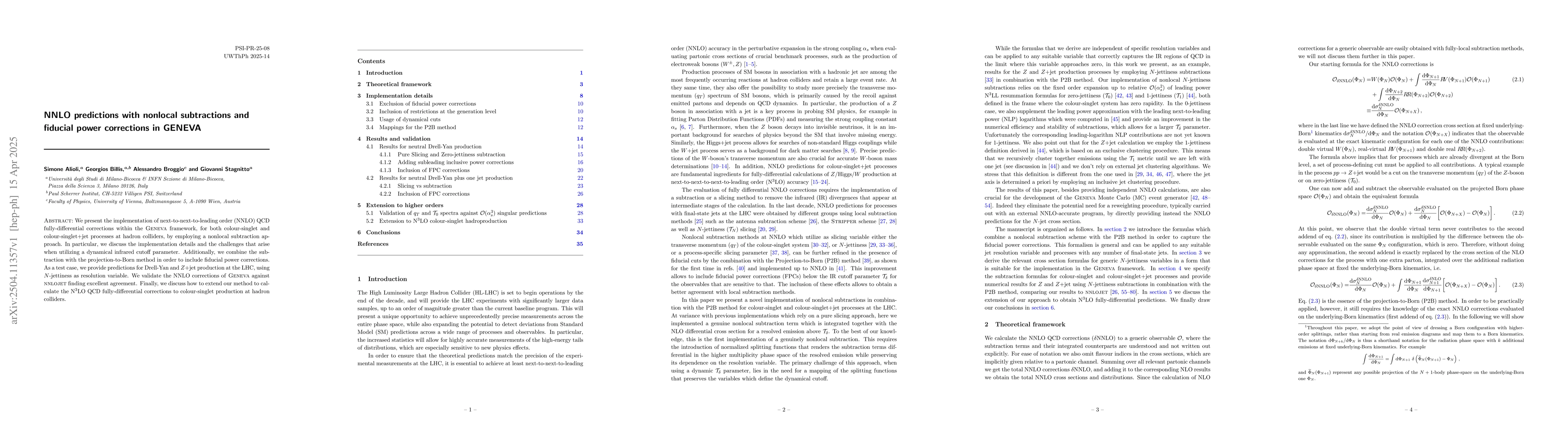 Thumbnail for NNLO predictions with nonlocal subtractions and fiducial power
  corrections in GENEVA