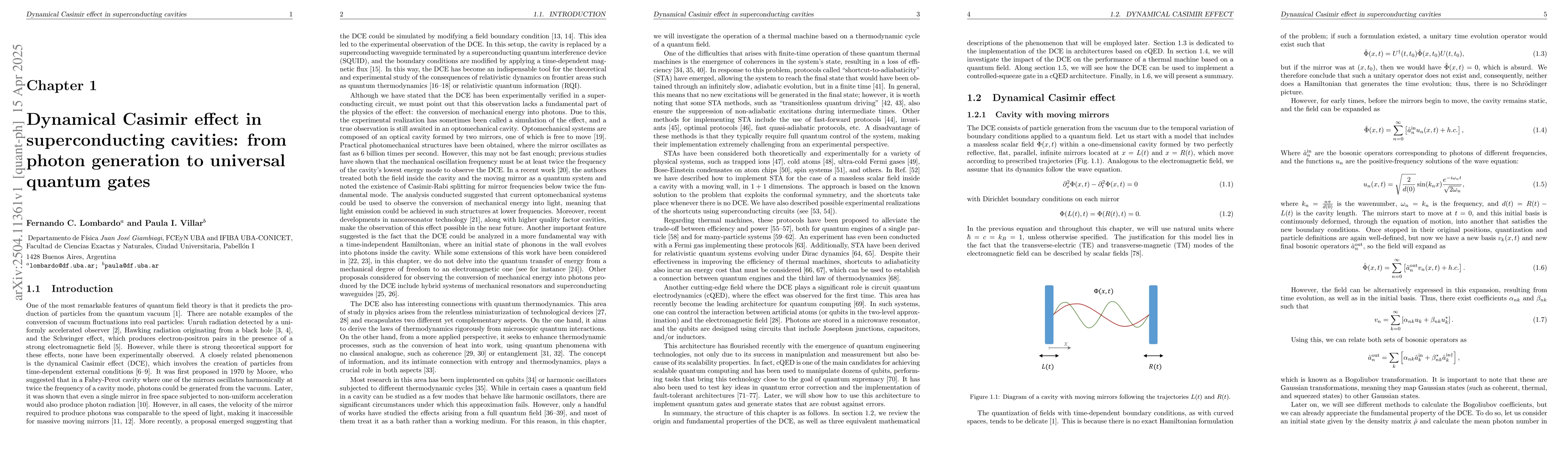 Thumbnail for Dynamical Casimir effect in superconducting cavities: from photon
  generation to universal quantum gates