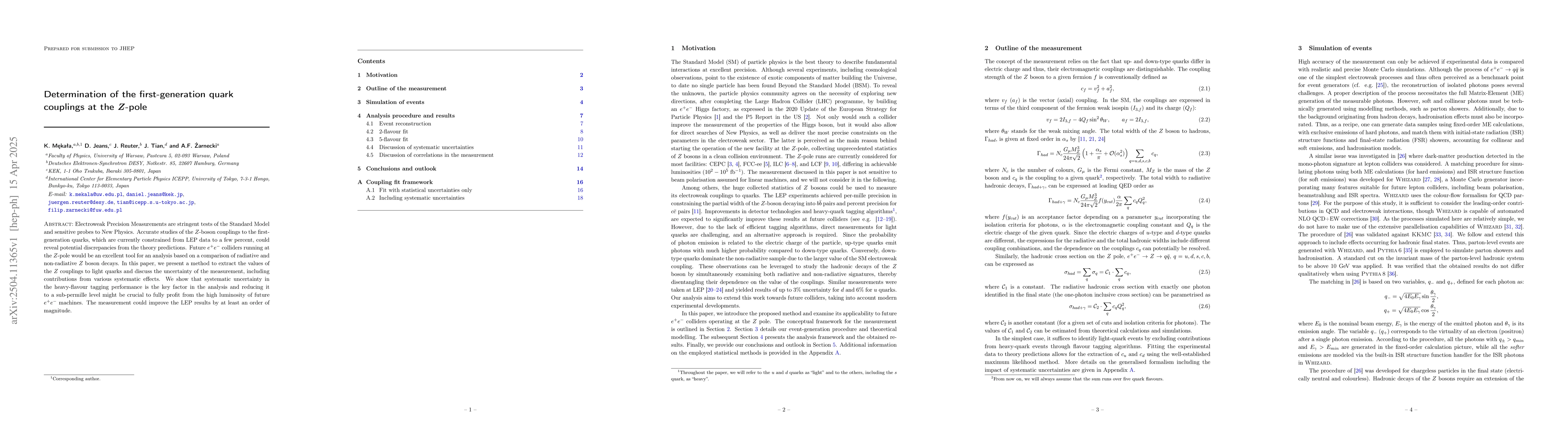 Thumbnail for Determination of the first-generation quark couplings at the Z-pole