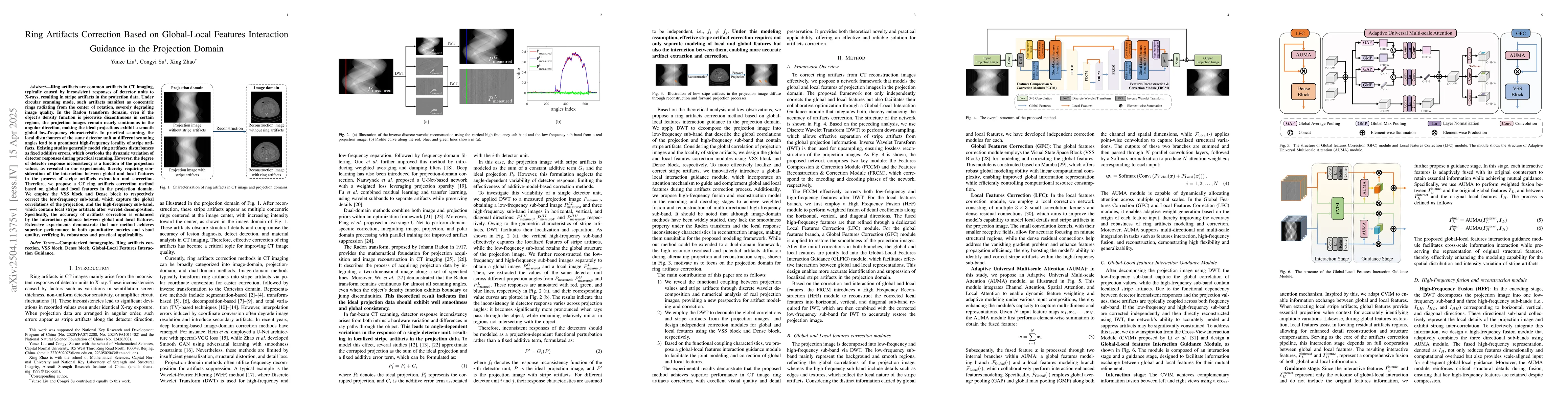 Thumbnail for Ring Artifacts Correction Based on Global-Local Features Interaction
  Guidance in the Projection Domain