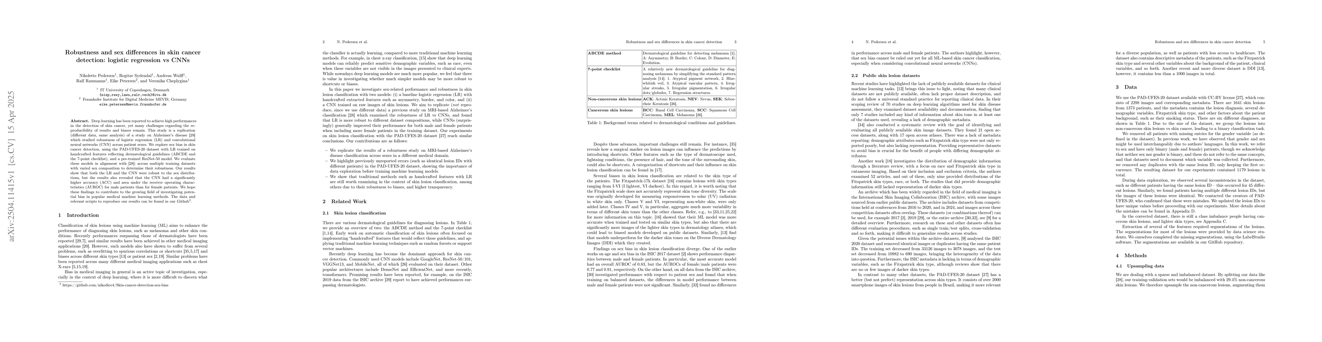 Thumbnail for Robustness and sex differences in skin cancer detection: logistic
  regression vs CNNs