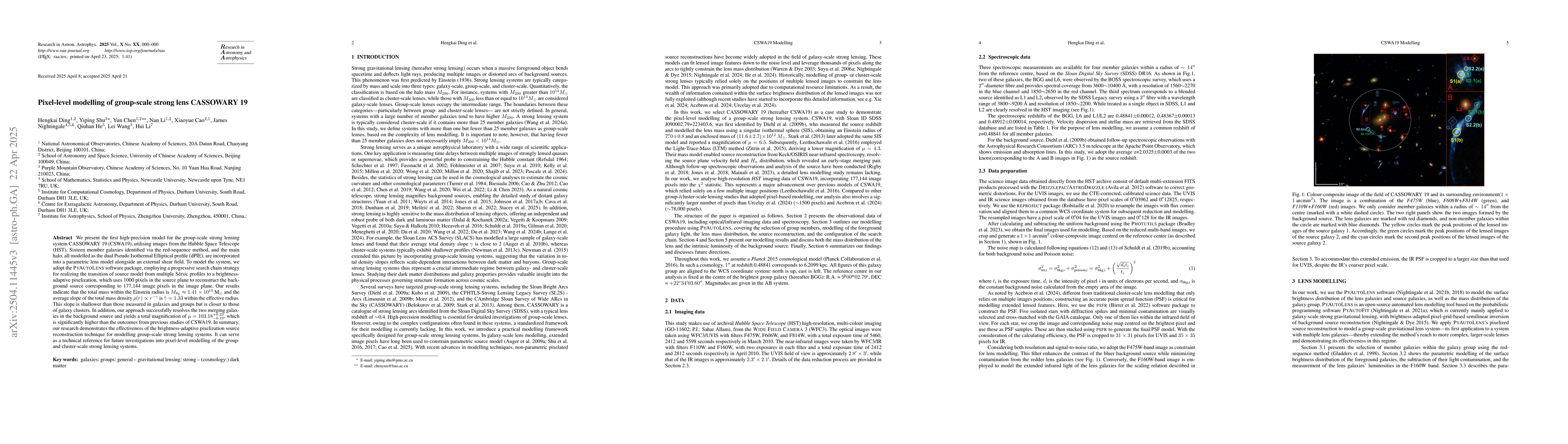 Thumbnail for Pixel-level modelling of group-scale strong lens CASSOWARY 19