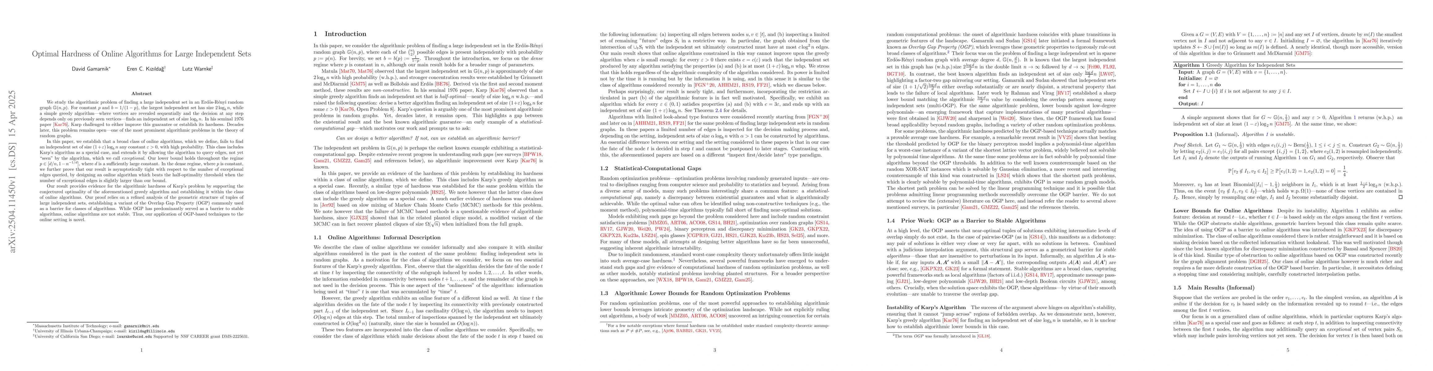 Thumbnail for Optimal Hardness of Online Algorithms for Large Independent Sets