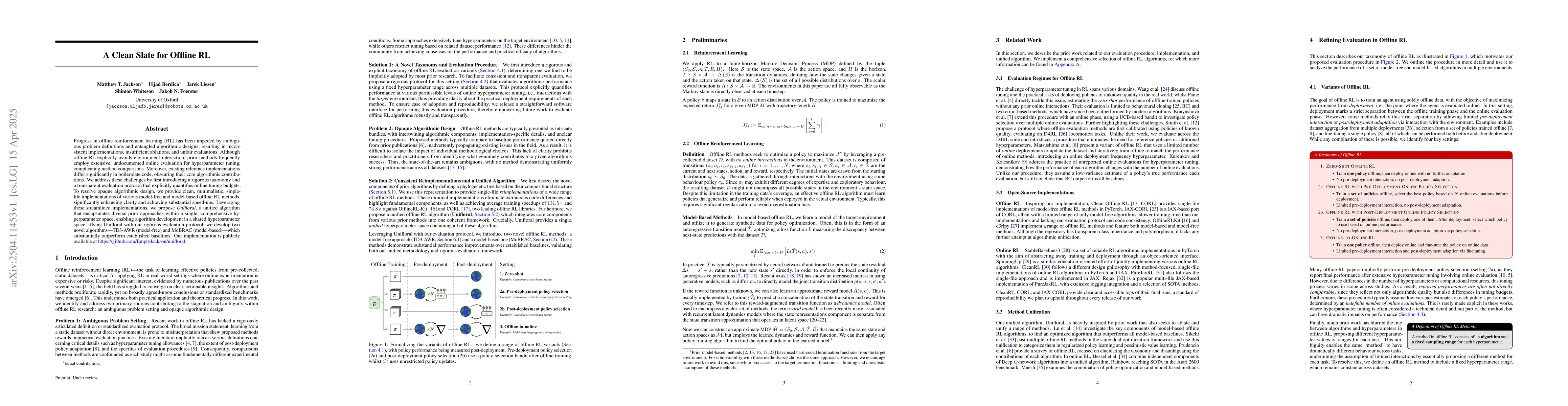 Thumbnail for A Clean Slate for Offline Reinforcement Learning