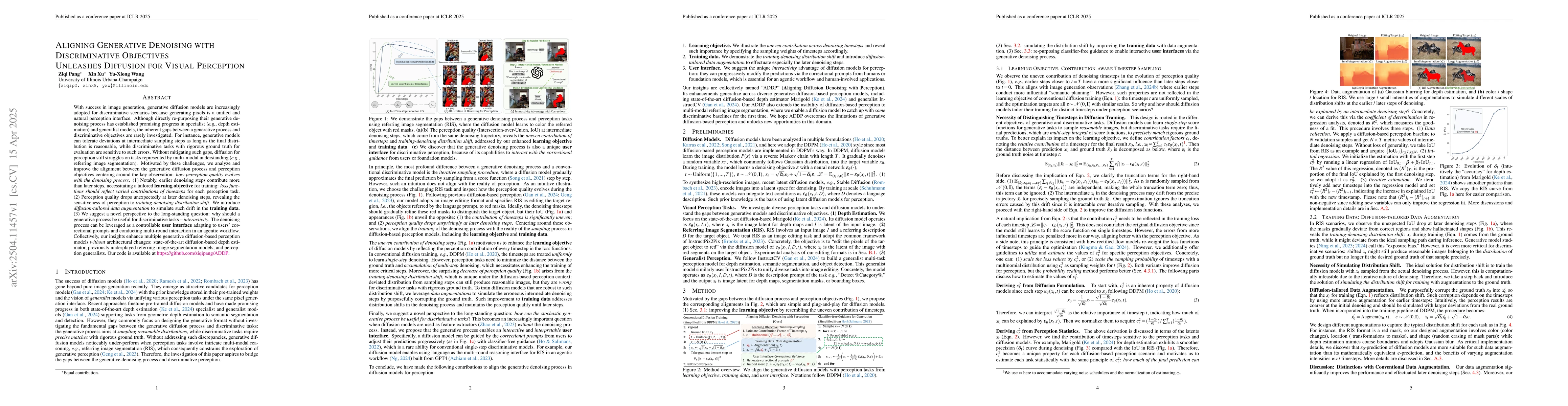 Thumbnail for Aligning Generative Denoising with Discriminative Objectives Unleashes
  Diffusion for Visual Perception
