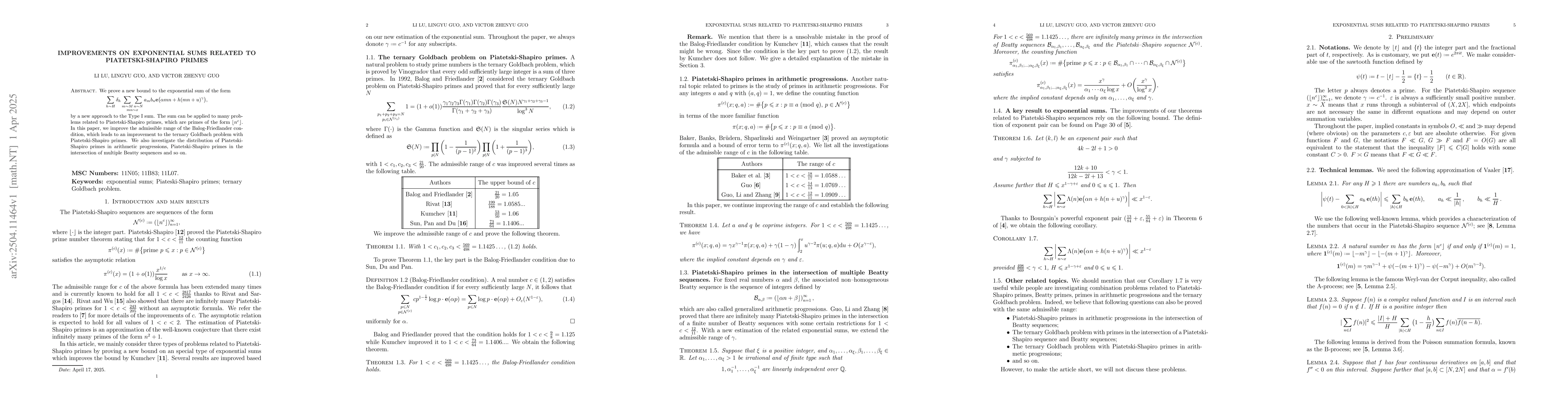 Thumbnail for Improvements on exponential sums related to Piatetski-Shapiro primes