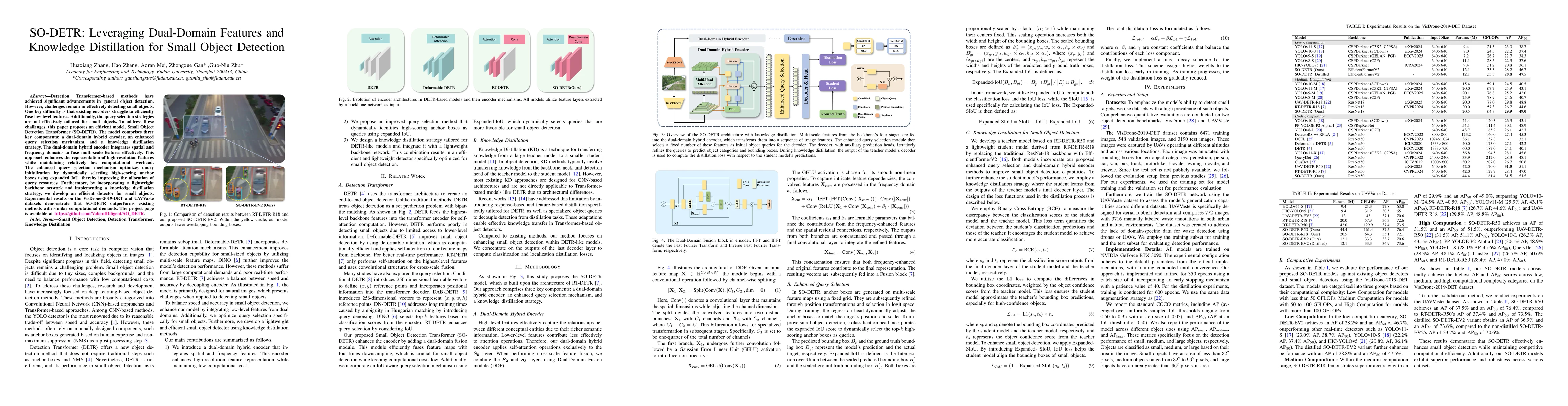 Thumbnail for SO-DETR: Leveraging Dual-Domain Features and Knowledge Distillation for
  Small Object Detection