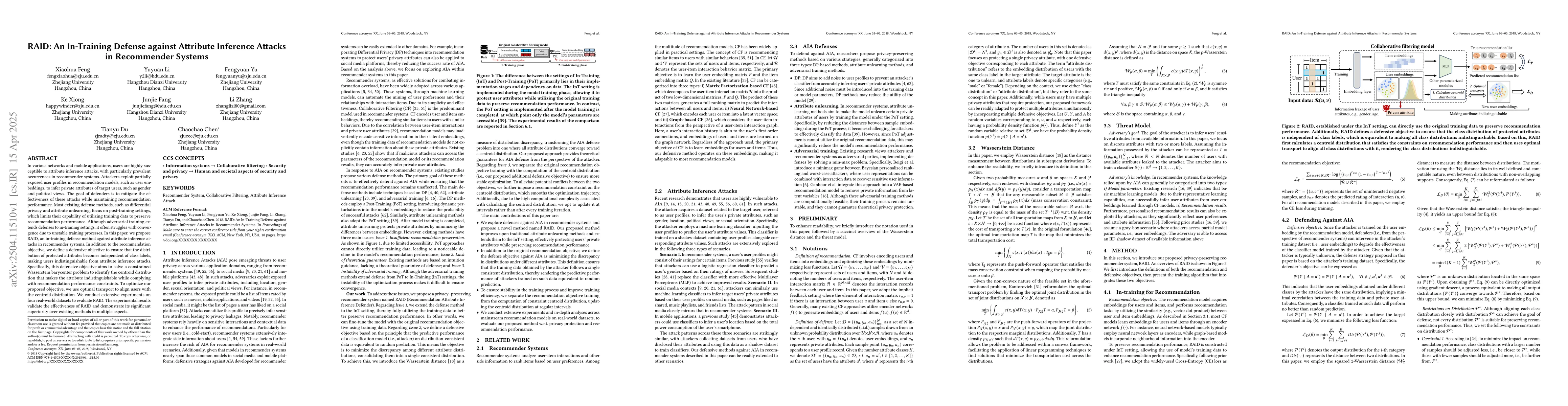 Thumbnail for RAID: An In-Training Defense against Attribute Inference Attacks in
  Recommender Systems