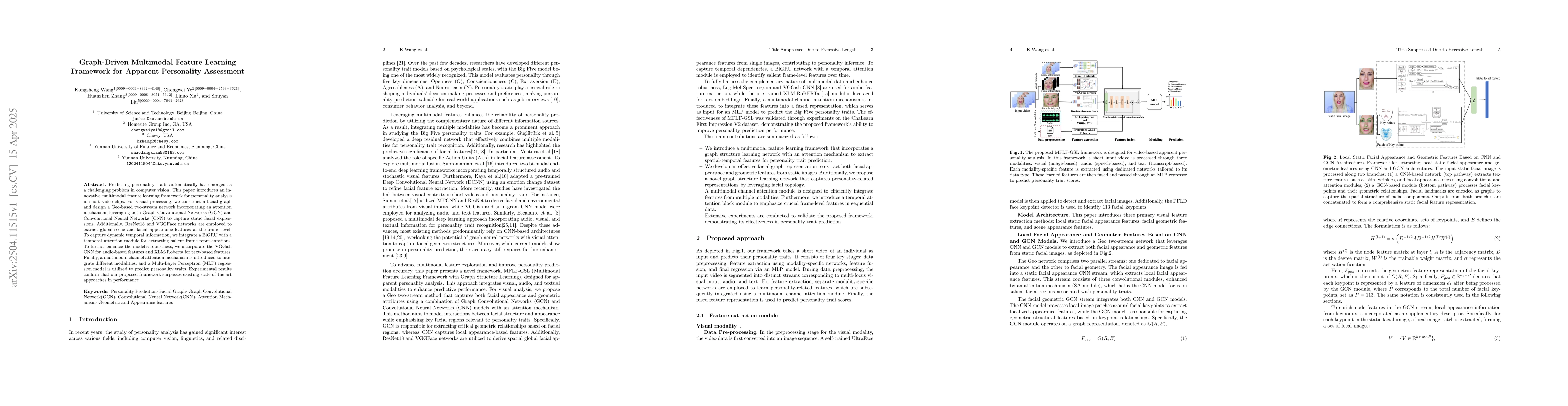 Thumbnail for Graph-Driven Multimodal Feature Learning Framework for Apparent
  Personality Assessment