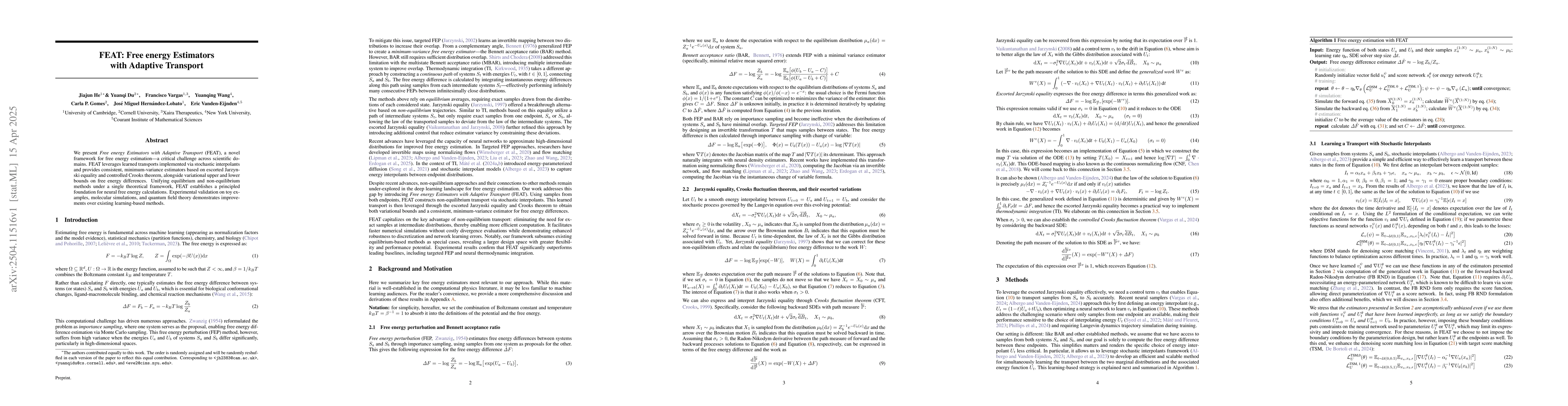 Thumbnail for FEAT: Free energy Estimators with Adaptive Transport
