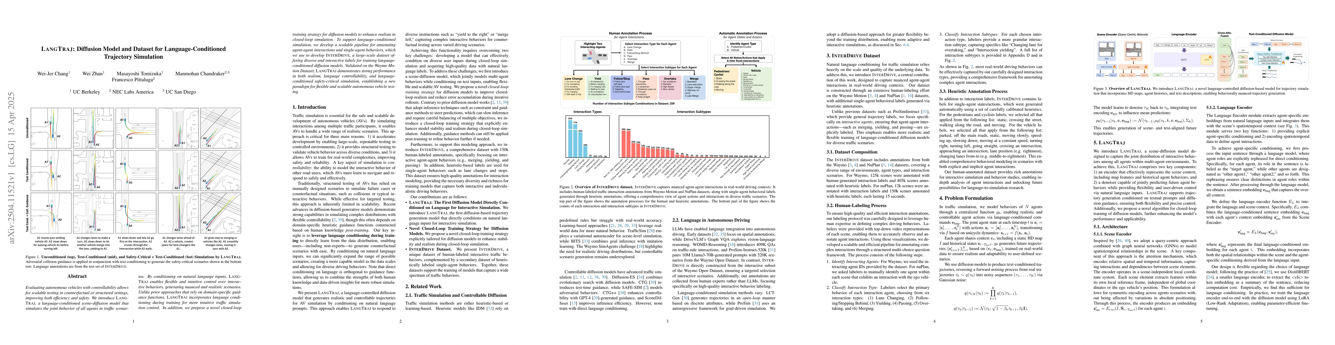 Thumbnail for LANGTRAJ: Diffusion Model and Dataset for Language-Conditioned
  Trajectory Simulation