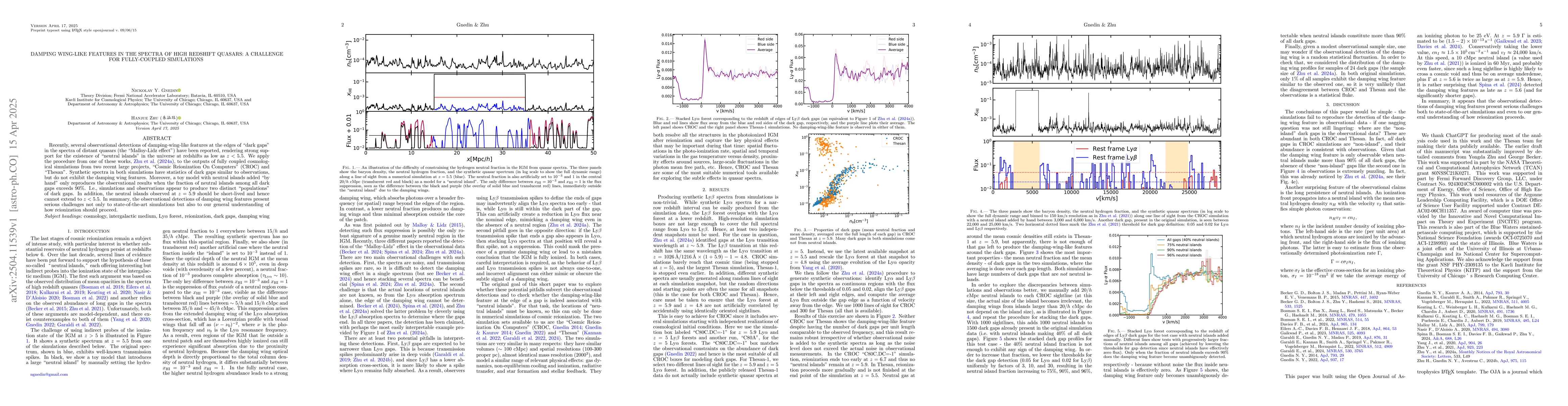 Thumbnail for Damping Wing-Like Features in the Spectra of High Redshift Quasars: a
  Challenge for Fully-Coupled Simulations